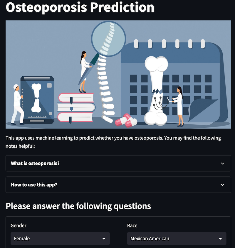 Web App of Osteoporosis Prediction