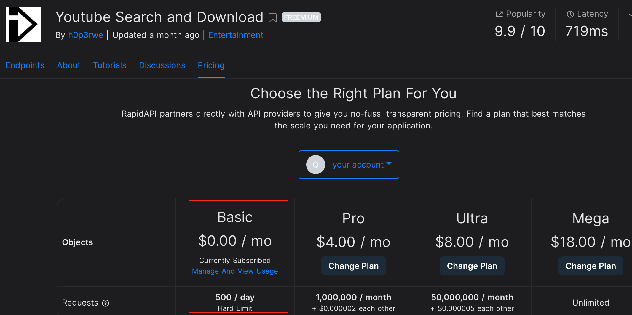 Select basic plan